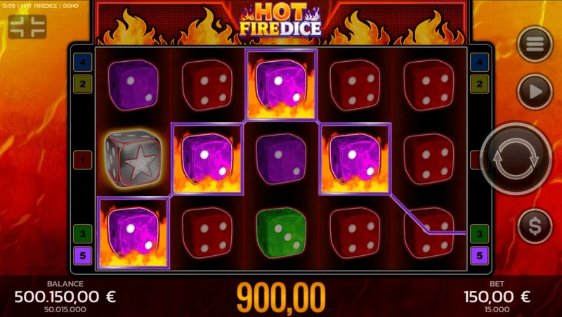Hot Fire Dice - basisspel en uitbreidend Fire Blaze symbool