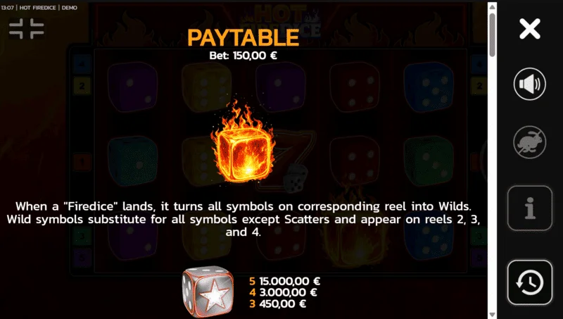 Hot Fire Dice - symbolen en Scatter Pays op het veld