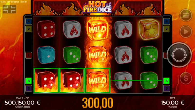 Hot Fire Dice - grote winst via Random Wilds